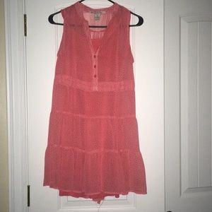 Pink dress with white polka dots